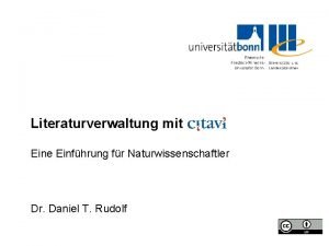 Literaturverwaltung mit Eine Einfhrung fr Naturwissenschaftler Dr Daniel Literaturverwaltung mit Eine Einfhrung fr Naturwissenschaftler Dr Daniel