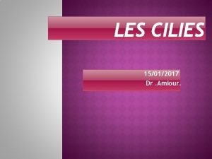 15012017 Dr Amiour Les cilis sont des protozoaires