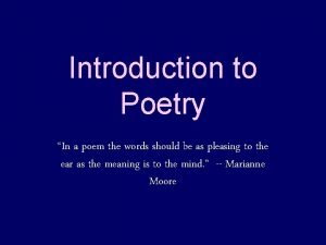 Introduction to poetry poem