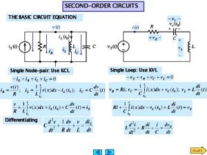 SECONDORDER CIRCUITS THE BASIC CIRCUIT EQUATION Single Nodepair SECONDORDER CIRCUITS THE BASIC CIRCUIT EQUATION Single Nodepair