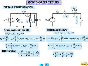 SECONDORDER CIRCUITS THE BASIC CIRCUIT EQUATION Single Nodepair