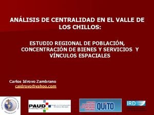 ANLISIS DE CENTRALIDAD EN EL VALLE DE LOS