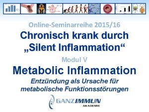 Silent inflammation - chronisch krank