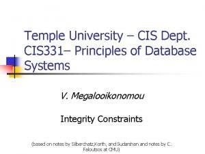 Temple University CIS Dept CIS 331 Principles of