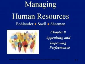 Managing Human Resources Bohlander Snell Sherman Chapter 8