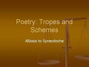 Poetry Tropes and Schemes Alliosis to Synecdoche Tropes