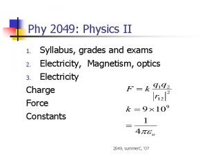 Phy 2049 Physics II Syllabus grades and exams