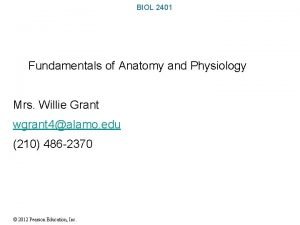 BIOL 2401 Fundamentals of Anatomy and Physiology Mrs