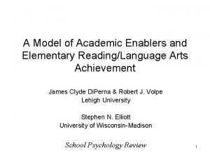 A Model of Academic Enablers and Elementary ReadingLanguage