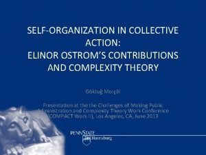 SELFORGANIZATION IN COLLECTIVE ACTION ELINOR OSTROMS CONTRIBUTIONS AND