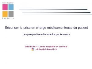 Scuriser la prise en charge mdicamenteuse du patient