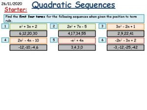 Quadratic sequences formula