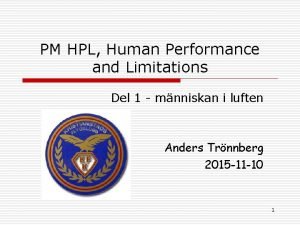 PM HPL Human Performance and Limitations Del 1