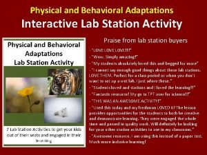 Physical and Behavioral Adaptations Interactive Lab Station Activity