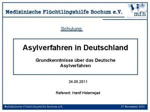 Medizinische Flchtlingshilfe Bochum e V Schulung Asylverfahren in