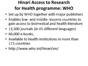 Hinari access to research