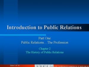 Introduction to Public Relations Part One Public RelationsThe