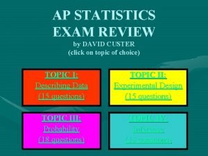 AP STATISTICS EXAM REVIEW by DAVID CUSTER click