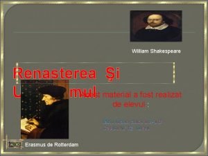 William Shakespeare Renasterea i Acest material a fost