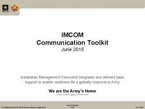 IMCOM Communication Toolkit June 2018 Installation Management Command