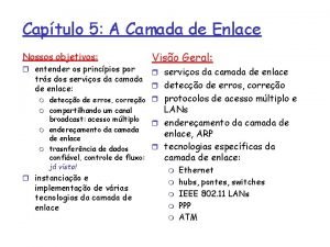 Captulo 5 A Camada de Enlace Nossos objetivos