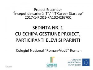 Proiect Erasmus nceput de carier IT IT Career