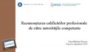 Recunoaterea calificrilor profesionale de ctre autoritile competente OanaMihaela