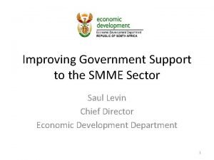 Improving Government Support to the SMME Sector Saul