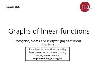 Grade DE Graphs of linear functions Recognise sketch