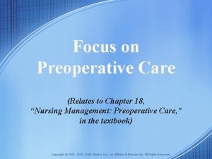 Focus on Preoperative Care Relates to Chapter 18