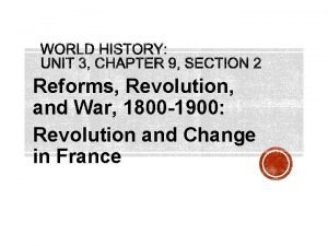 Reforms Revolution and War 1800 1900 Revolution and