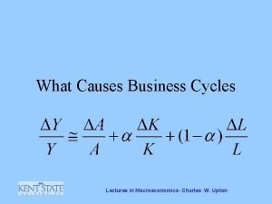 What Causes Business Cycles Lectures in Macroeconomics Charles