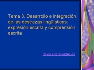 Tema 3 Desarrollo e integracin de las destrezas