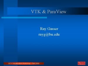VTK Para View Ray Gasser raygbu edu SCV