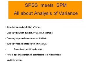 SPSS meets SPM All about Analysis of Variance
