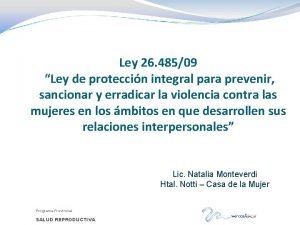 Ley 26 48509 Ley de proteccin integral para