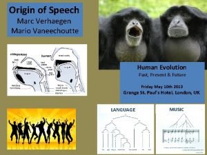 Origin of Speech Marc Verhaegen Mario Vaneechoutte Human