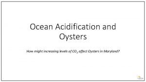 Ocean Acidification and Oysters How might increasing levels
