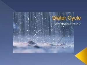 Water Cycle How does it rain What does