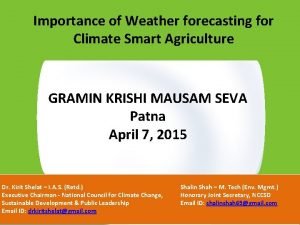 Importance of weather and climate to agriculture