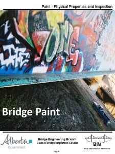 Paint Physical Properties and Inspection Bridge Paint Bridge Paint Physical Properties and Inspection Bridge Paint Bridge