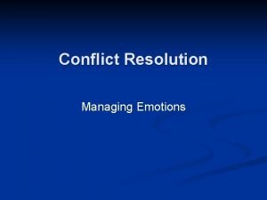 Conflict Resolution Managing Emotions Managing Emotions Identifying Motions Conflict Resolution Managing Emotions Managing Emotions Identifying Motions