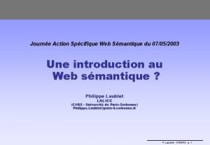 Journe Action Spcifique Web Smantique du 07052003 Une