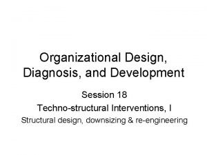 Organizational Design Diagnosis and Development Session 18 Technostructural