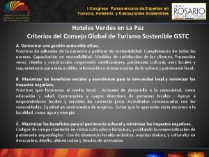 I Congreso Panamericano de Expertos en Turismo Hotelera