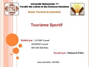 Universit Mohammed 1 er Facult des Lettres et