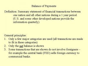 Balance of payment