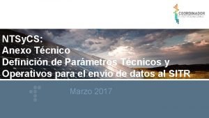 NTSy CS Anexo Tcnico Definicin de Parmetros Tcnicos