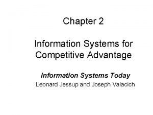 Chapter 2 Information Systems for Competitive Advantage Information