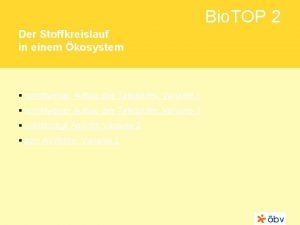 Bio TOP 2 Der Stoffkreislauf in einem kosystem